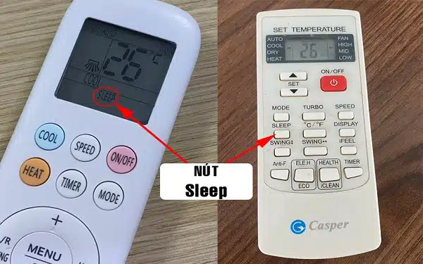 Nút Sleep trên điều khiển điều hòa 